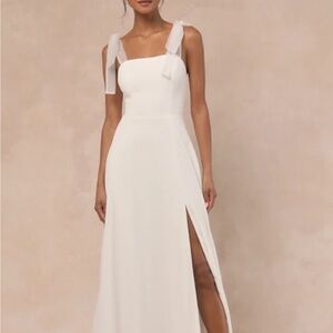 Lulu's White Maxi Dress with Slit